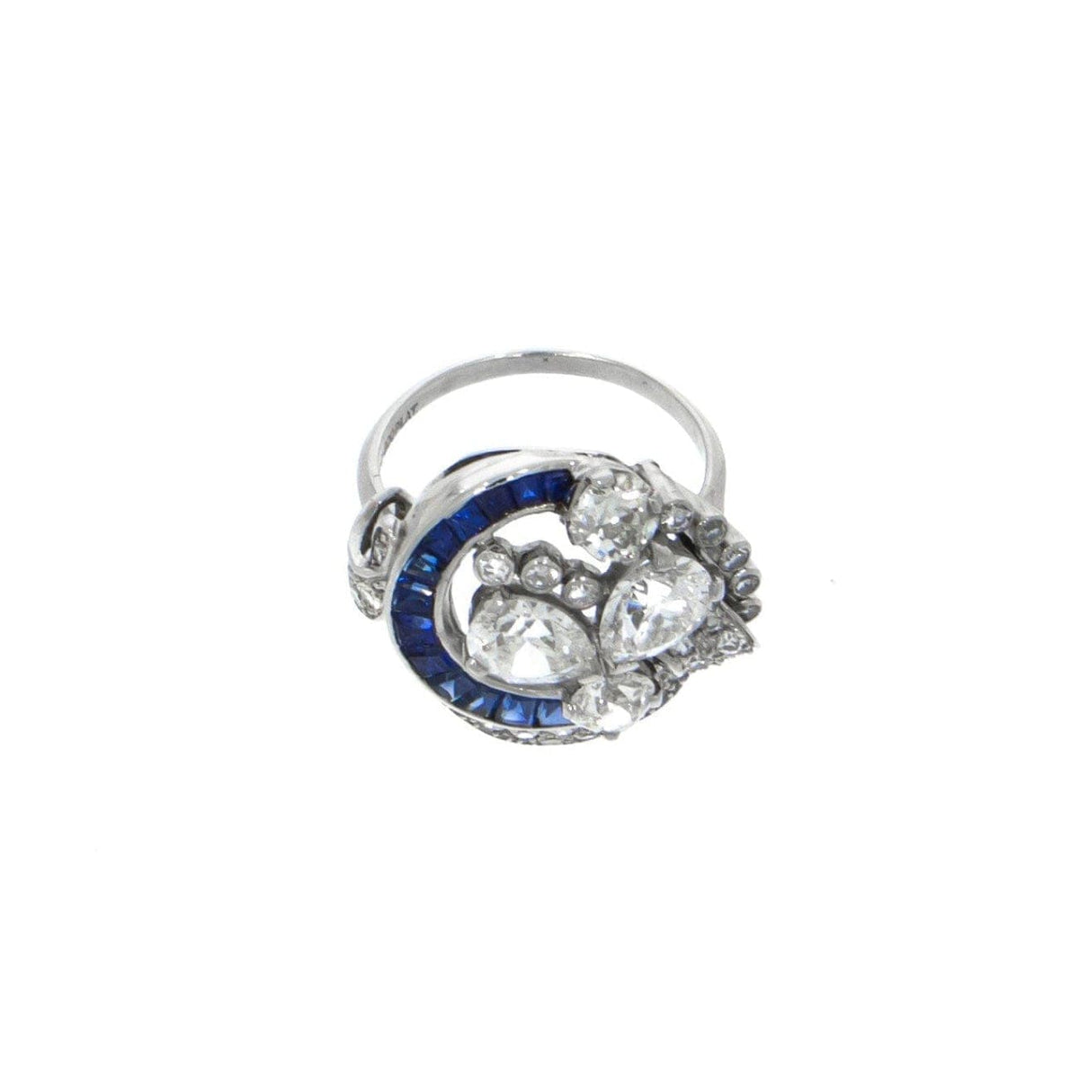 Estate Jewelry Estate Jewelry - Antique Platinum Diamond and Sapphire Ring | Manfredi Jewels