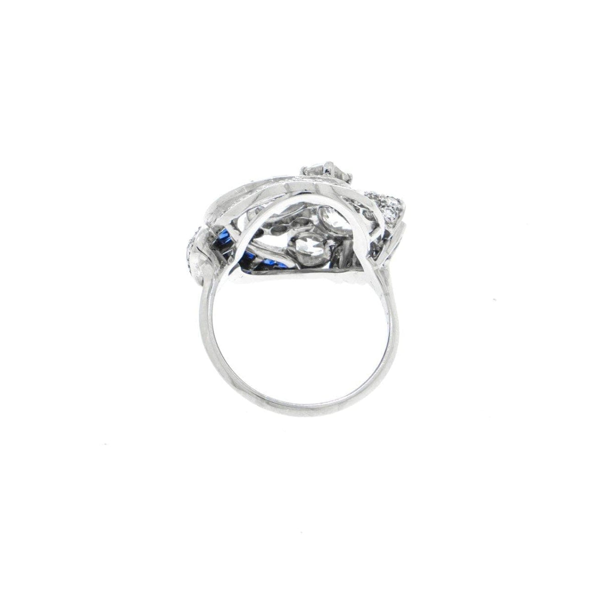 Estate Jewelry Estate Jewelry - Antique Platinum Diamond and Sapphire Ring | Manfredi Jewels