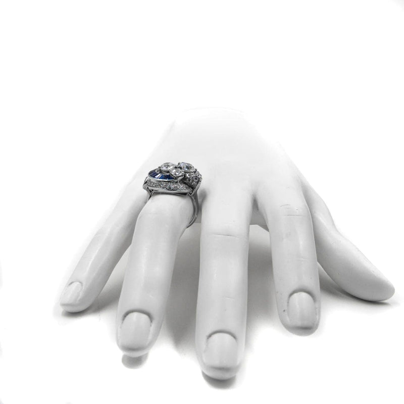 Estate Jewelry - Antique Platinum Diamond and Sapphire Ring | Manfredi Jewels