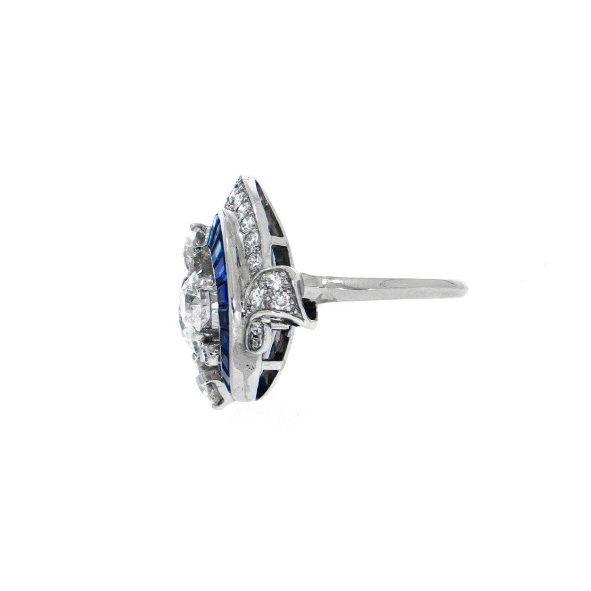 Estate Jewelry Estate Jewelry - Antique Platinum Diamond and Sapphire Ring | Manfredi Jewels