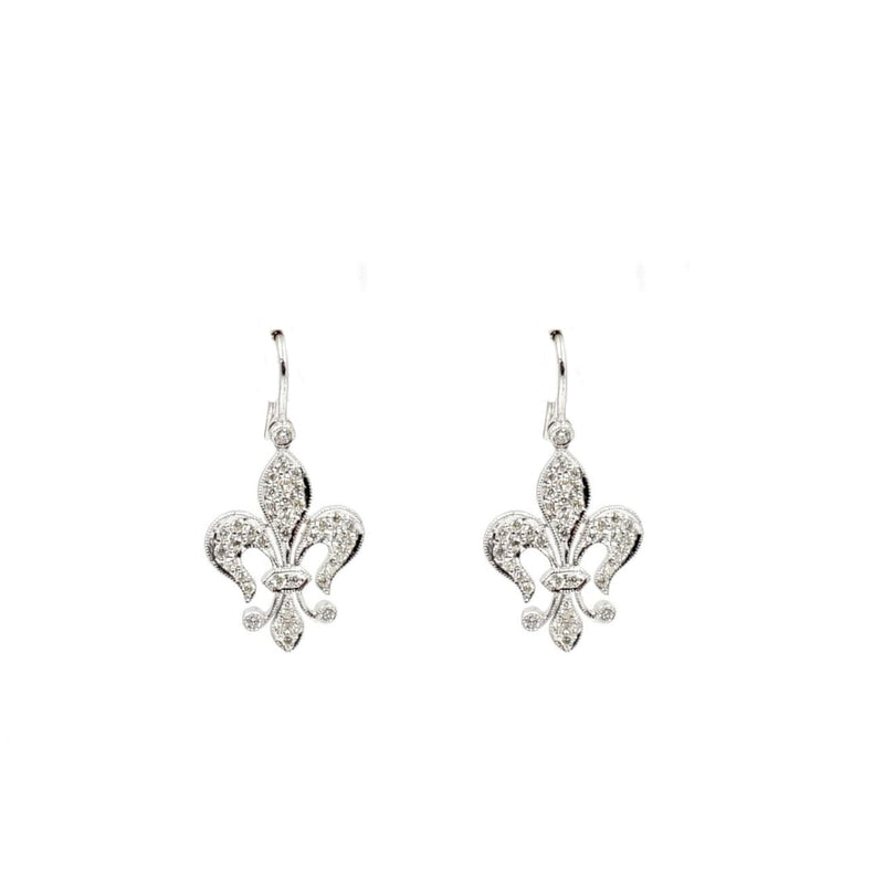 Estate Jewelry - Art Nouveau 18K White Gold Diamond Earrings | Manfredi Jewels