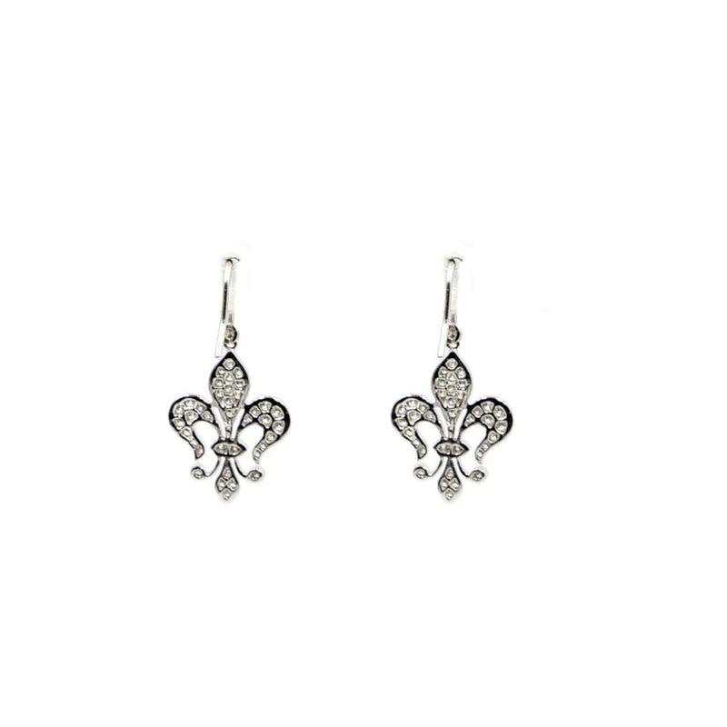 Estate Jewelry - Art Nouveau 18K White Gold Diamond Earrings | Manfredi Jewels