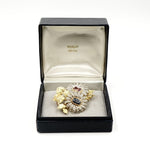 Estate Jewelry - Buccellati 18K Yellow Gold Sapphire & Diamonds Flower Brooch | Manfredi Jewels