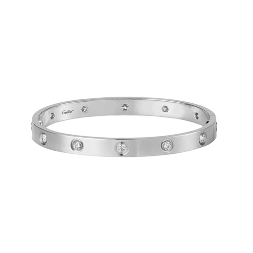 Estate Jewelry - Cartier Love 18K White Gold Diamond Bangle Bracelet | Manfredi Jewels