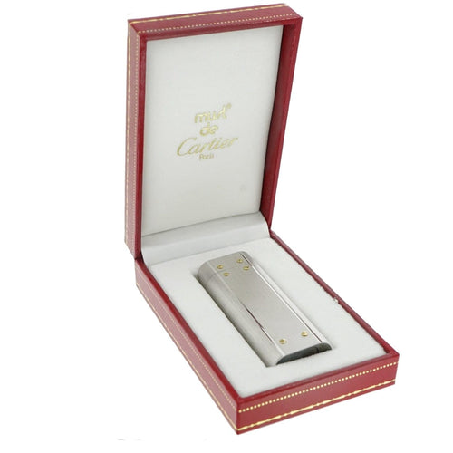 Estate Jewelry - Cartier Santos Silver/Steel Lighter | Manfredi Jewels