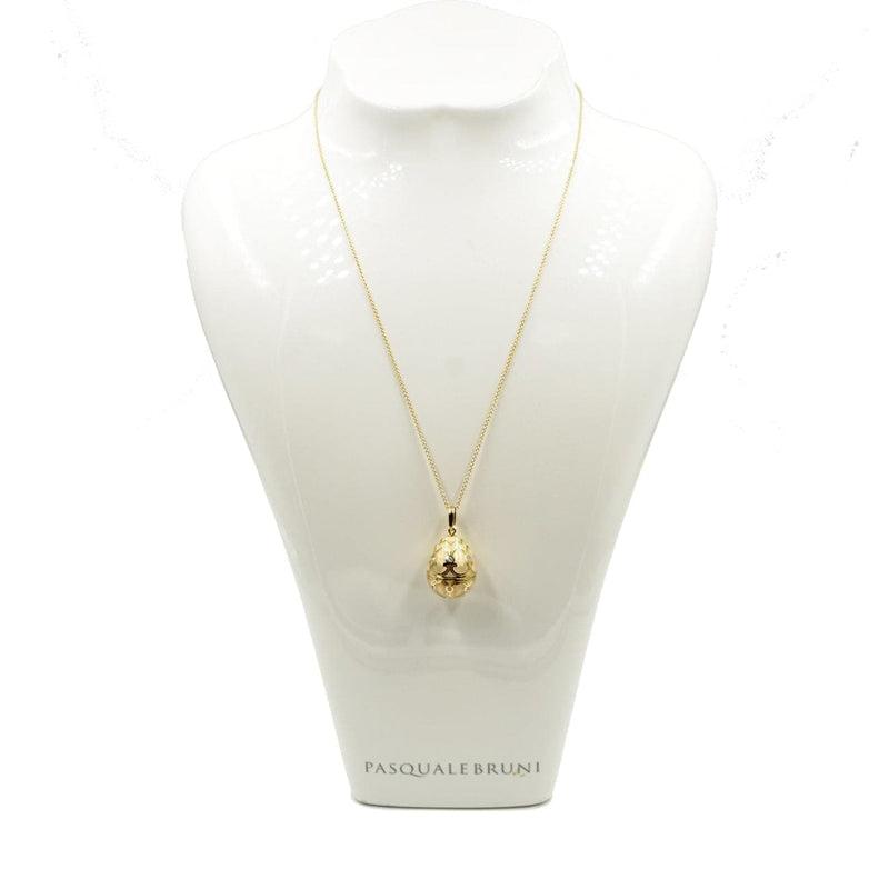 Estate Jewelry - Faberge 18k Yellow Gold White Enamel Diamond Egg Pendant | Manfredi Jewels