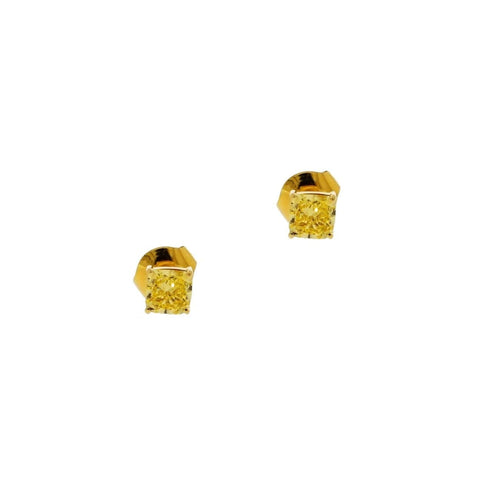 Estate Jewelry Estate Jewelry - Graff Fancy Vivid Yellow Cushion cut Diamond Stud Earrings | Manfredi Jewels