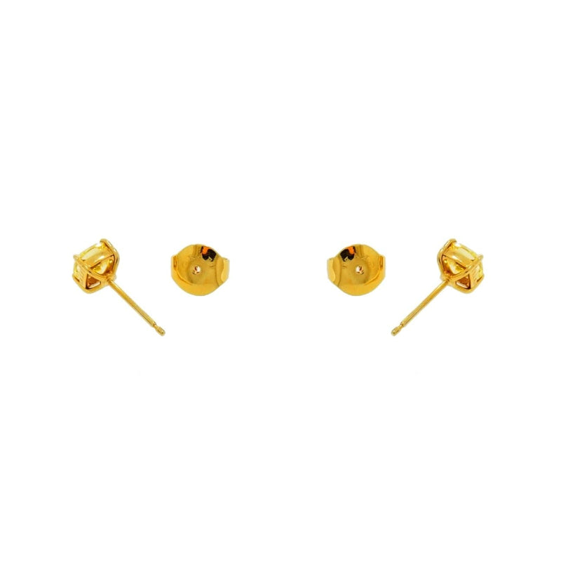 Estate Jewelry - Graff Fancy Vivid Yellow Cushion cut Diamond Stud Earrings | Manfredi Jewels