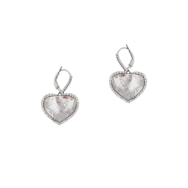 Estate Jewelry - Kimberly MacDonald’s Heart shaped Raw Diamond Earrings | Manfredi Jewels