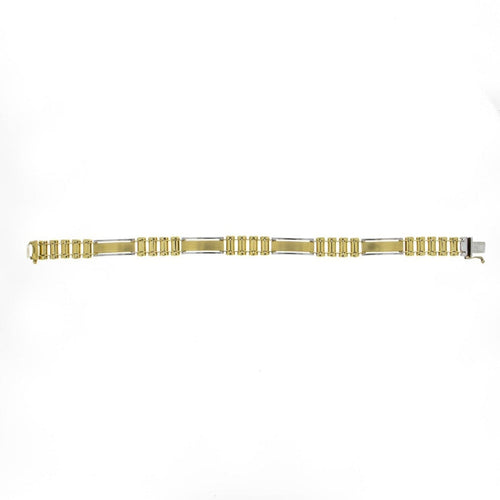 Estate Jewelry - Long Bar 14K Yellow and White Gold Bracelet | Manfredi Jewels