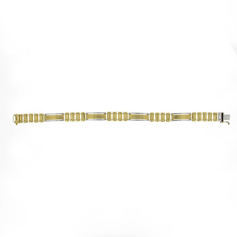 Long Bar 14K Yellow and White Gold Bracelet