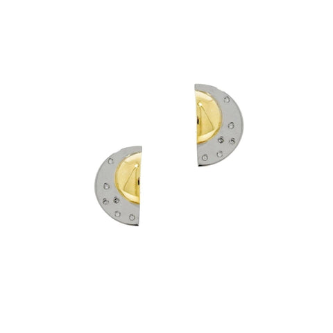 Manfredi 18K Yellow and White Gold Half Moon Diamond Earrings