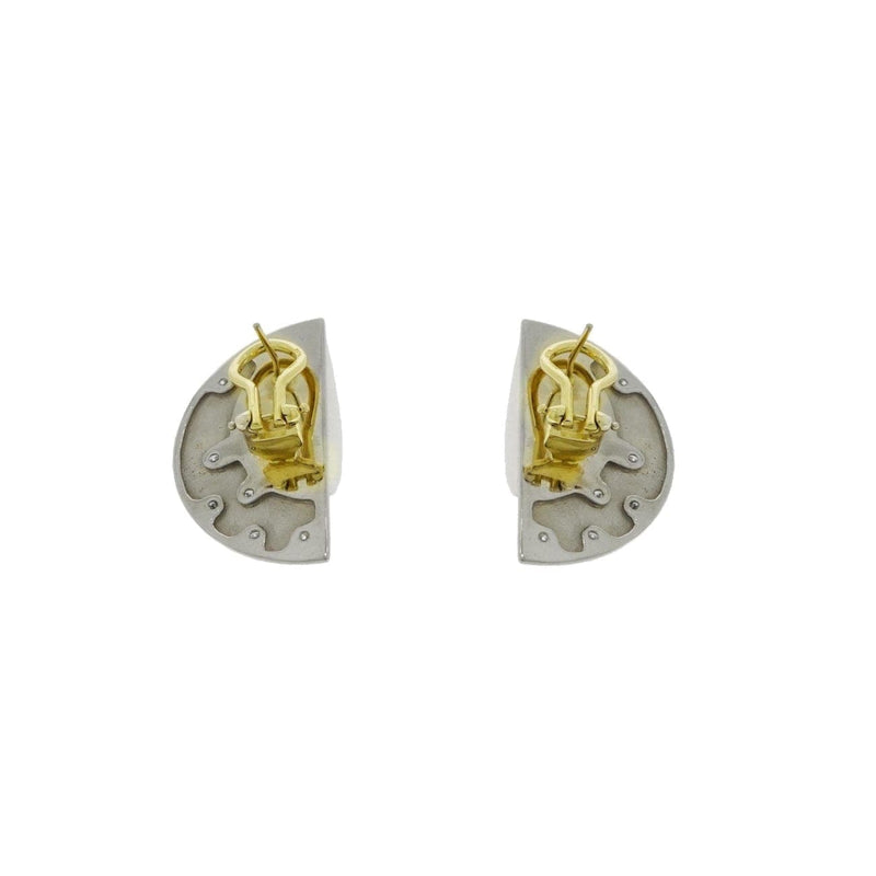 Estate Jewelry - Manfredi 18K Yellow and White Gold Half Moon Diamond Earrings | Jewels