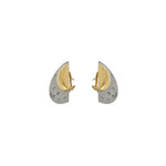 Estate Jewelry - Manfredi 18K Yellow and White Gold Half Moon Diamond Earrings | Jewels