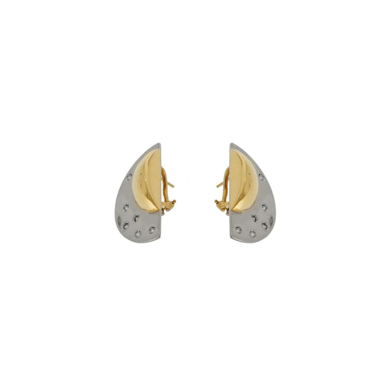 Estate Jewelry - Manfredi 18K Yellow and White Gold Half Moon Diamond Earrings | Jewels