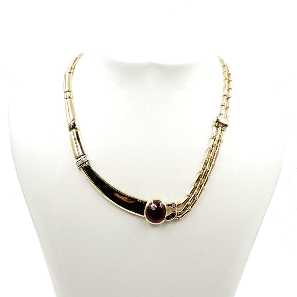 Estate Jewelry Estate Jewelry - Manfredi 18K Yellow Gold Pink Tourmaline and Diamond Necklace | Manfredi Jewels