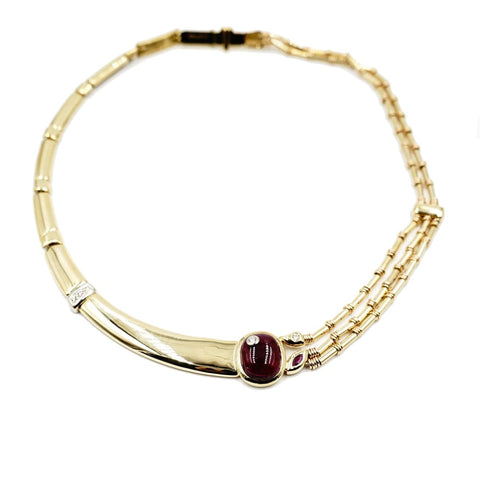 Manfredi 18K Yellow Gold Pink Tourmaline and Diamond Necklace