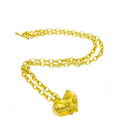 Estate Jewelry Estate Jewelry - Marlene Stowe 18K Yellow Gold Heart Diamond Necklace | Manfredi Jewels