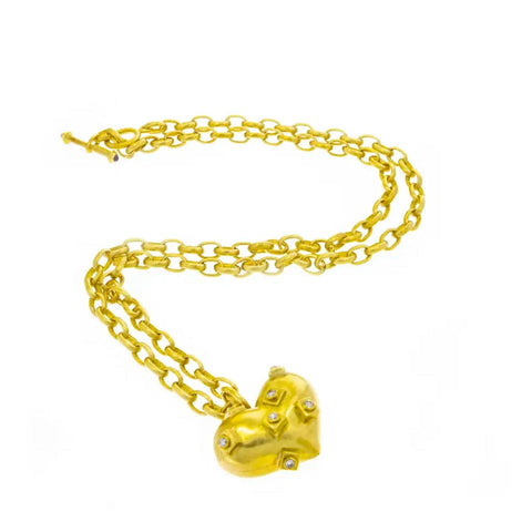 Marlene Stowe 18K Yellow Gold Heart Diamond Necklace