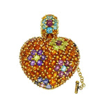 Estate Jewelry - Multi - Gemstones Yellow Gold Heart Pendant/Brooch | Manfredi Jewels