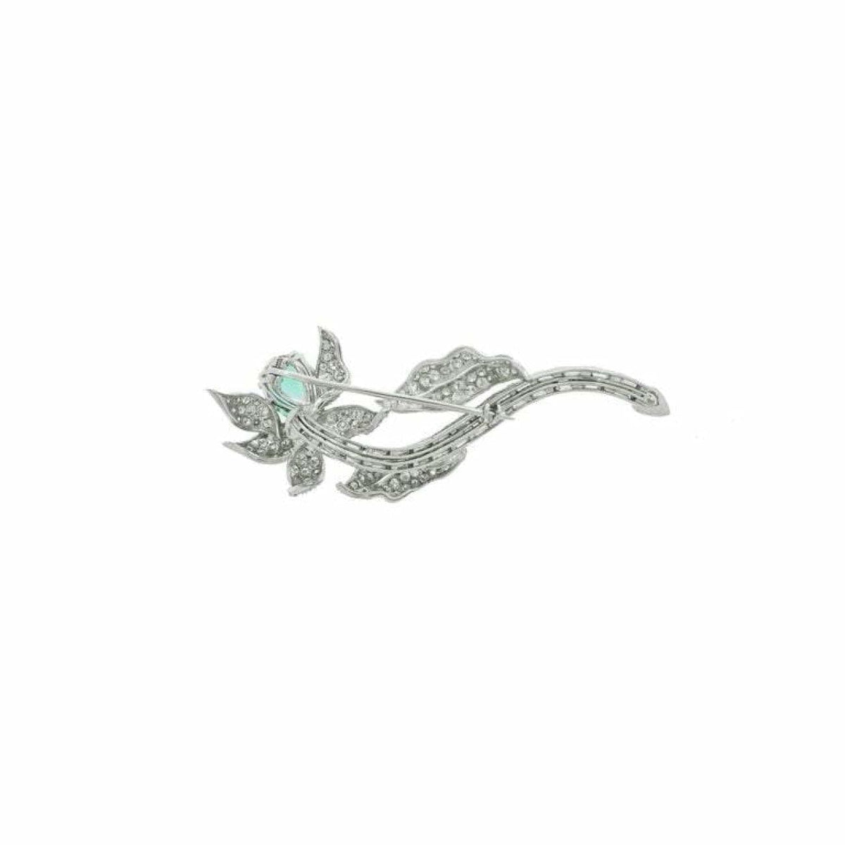 Estate Jewelry Estate Jewelry - Platinum Beryl and Diamond Flower Brooch | Manfredi Jewels