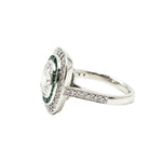 Estate Jewelry - Platinum Diamond and Emerald Bezel Ring | Manfredi Jewels