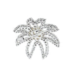 Estate Jewelry - Platinum Diamond & Cultured Pearl Floral Brooch | Manfredi Jewels