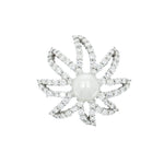 Estate Jewelry - Platinum Diamond & Cultured Pearl Floral Brooch | Manfredi Jewels