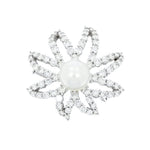 Estate Jewelry - Platinum Diamond & Cultured Pearl Floral Brooch | Manfredi Jewels