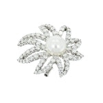 Estate Jewelry Estate Jewelry - Platinum Diamond & Cultured Pearl Floral Brooch | Manfredi Jewels