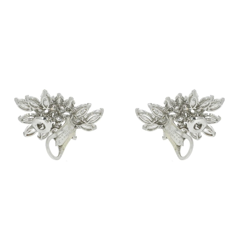 Estate Jewelry - Van Cleef & Arpels Platinum Diamond Cluster Clip Earrings | Manfredi Jewels