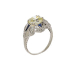 Estate Jewelry - Vintage Platinum OMC Diamond & Sapphire Ring | Manfredi Jewels