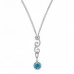 Estate Jewelry - White Gold Diamond & Blue Zircon Pendant Necklace | Manfredi Jewels