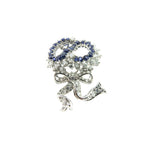 Estate Jewelry - White Gold Diamond & Sapphire Bow Brooch | Manfredi Jewels