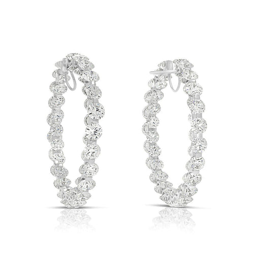 Estate Jewelry - White Gold Inside/out Diamond Hoops | Manfredi Jewels