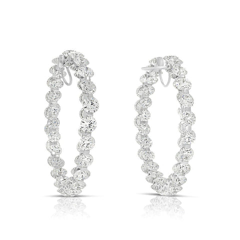 White Gold Inside/out Diamond Hoops