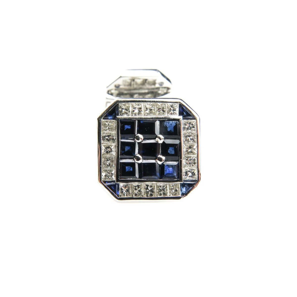 Estate Jewelry Estate Jewelry - White Gold Sapphire & Diamond Cufflinks Dress Set | Manfredi Jewels