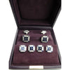 Estate Jewelry - White Gold Sapphire & Diamond Cufflinks Dress Set | Manfredi Jewels