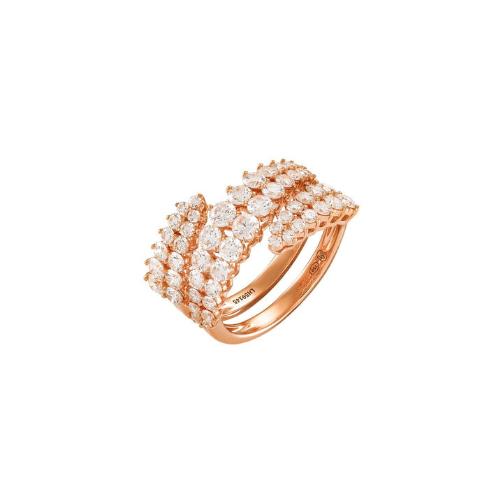 Etho Maria Jewelry - Double Loop 18K Rose Gold White Diamond Ring | Manfredi Jewels