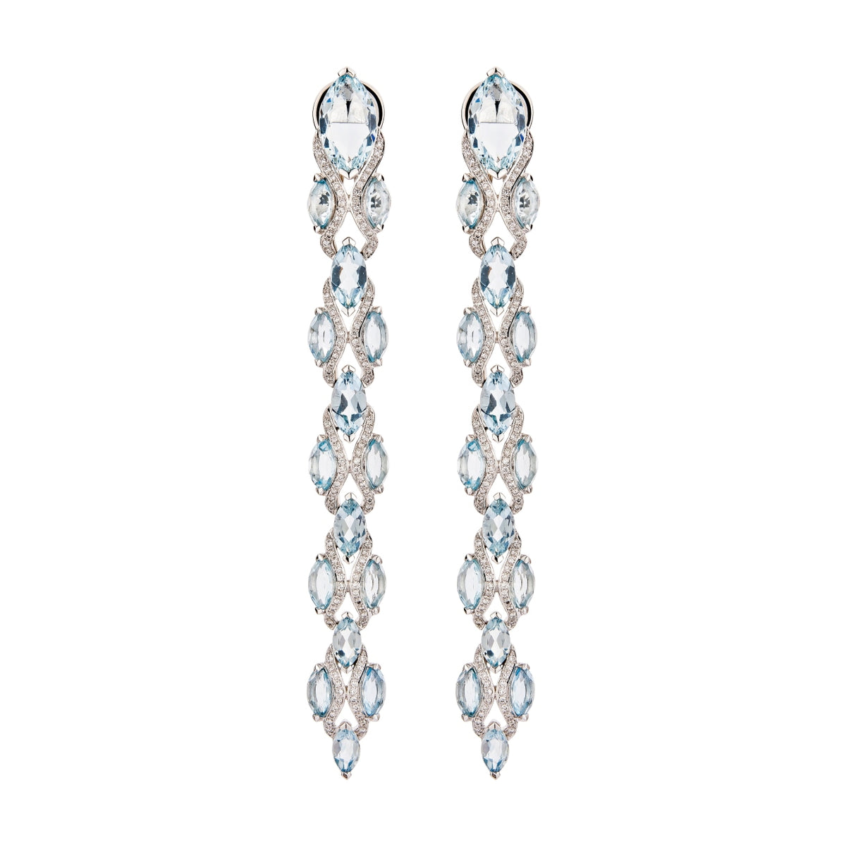 Etho Maria Jewelry - 18K White Gold Aquamarine and Diamond Earrings | Manfredi Jewels