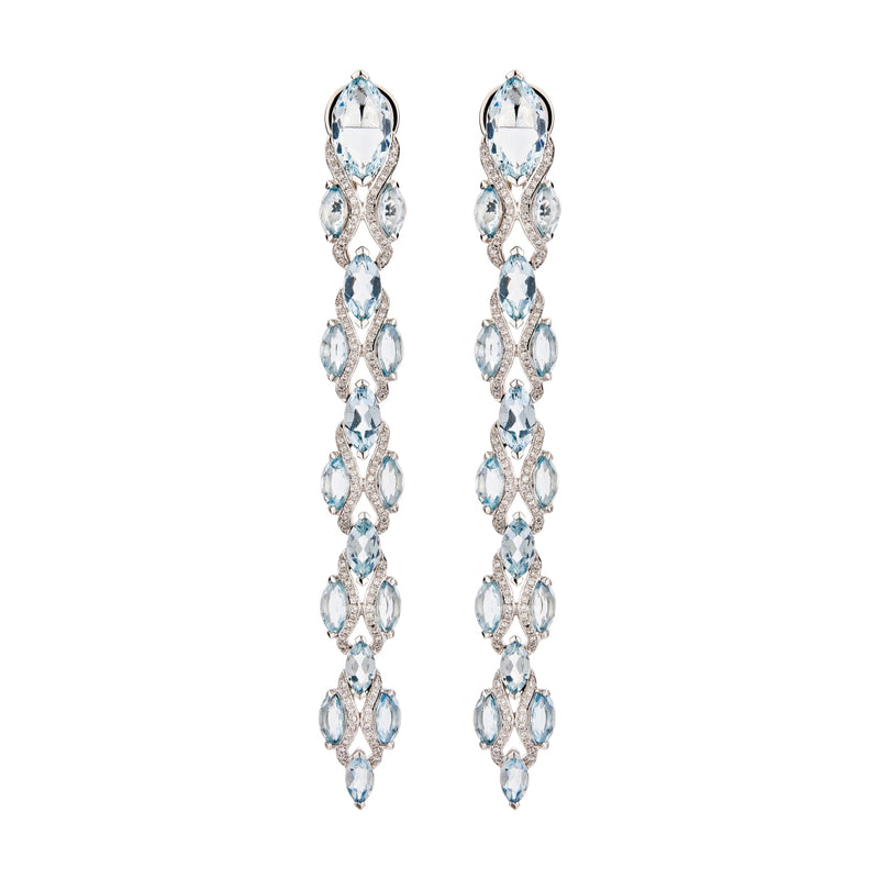 Etho Maria Jewelry - 18K White Gold Aquamarine and Diamond Earrings | Manfredi Jewels