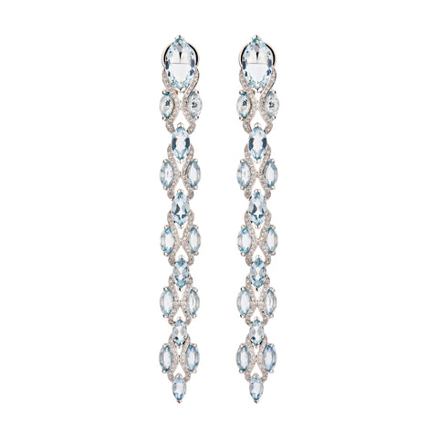 18K White Gold Aquamarine and Diamond Earrings