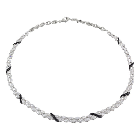 18K White Gold Balck Ceramic Diamond Necklace