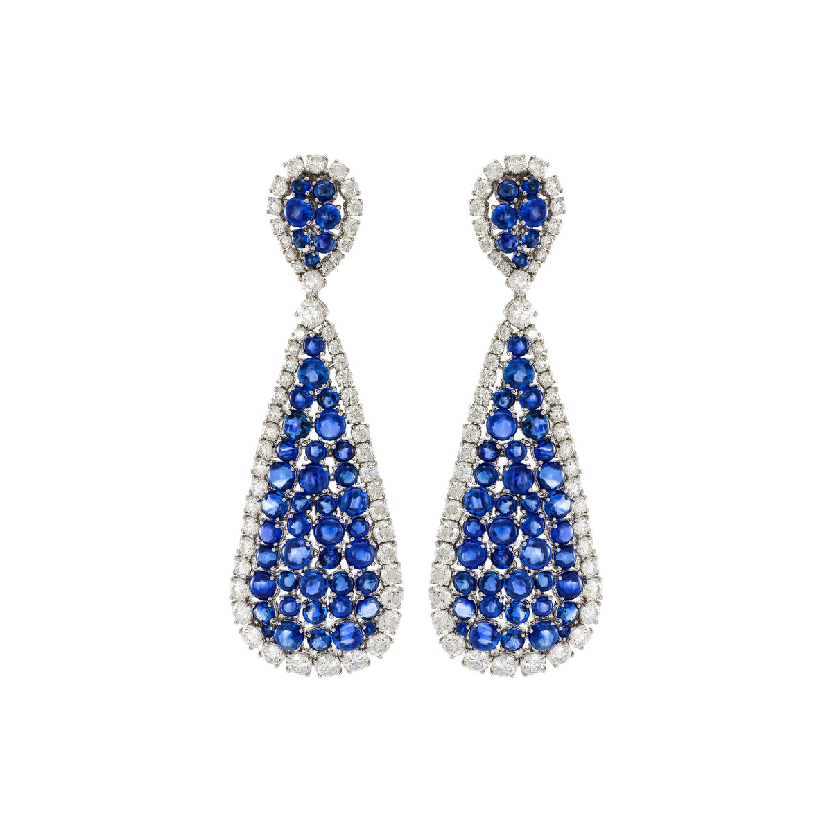 Etho Maria Jewelry - 18kt White Gold Blue Sapphire and Diamond Earrings | Manfredi Jewels
