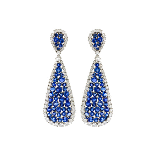 Etho Maria Jewelry - 18kt White Gold Blue Sapphire and Diamond Earrings | Manfredi Jewels