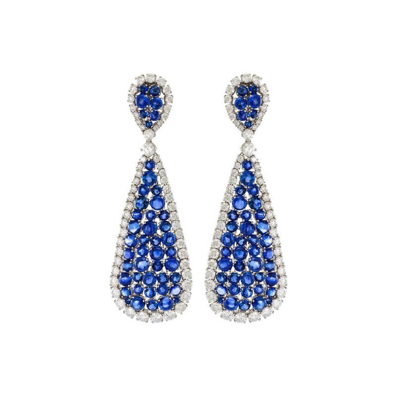 Etho Maria Jewelry - 18kt White Gold Blue Sapphire and Diamond Earrings | Manfredi Jewels