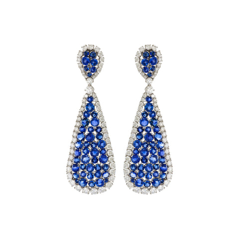 18kt White Gold Blue Sapphire and Diamond Earrings