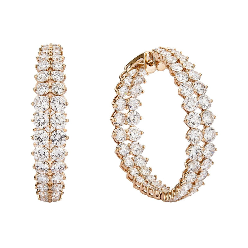 Etho Maria Jewelry - 2 rows of graduated diamond hoops in/out | Manfredi Jewels