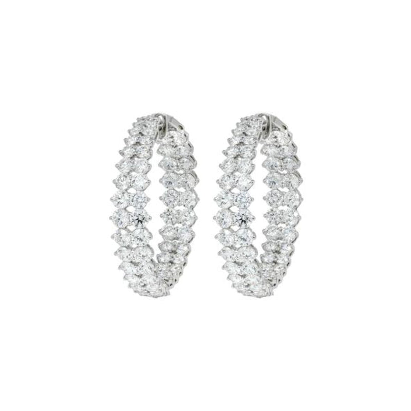 Etho Maria Jewelry - 2 rows of graduated diamond hoops in/out | Manfredi Jewels