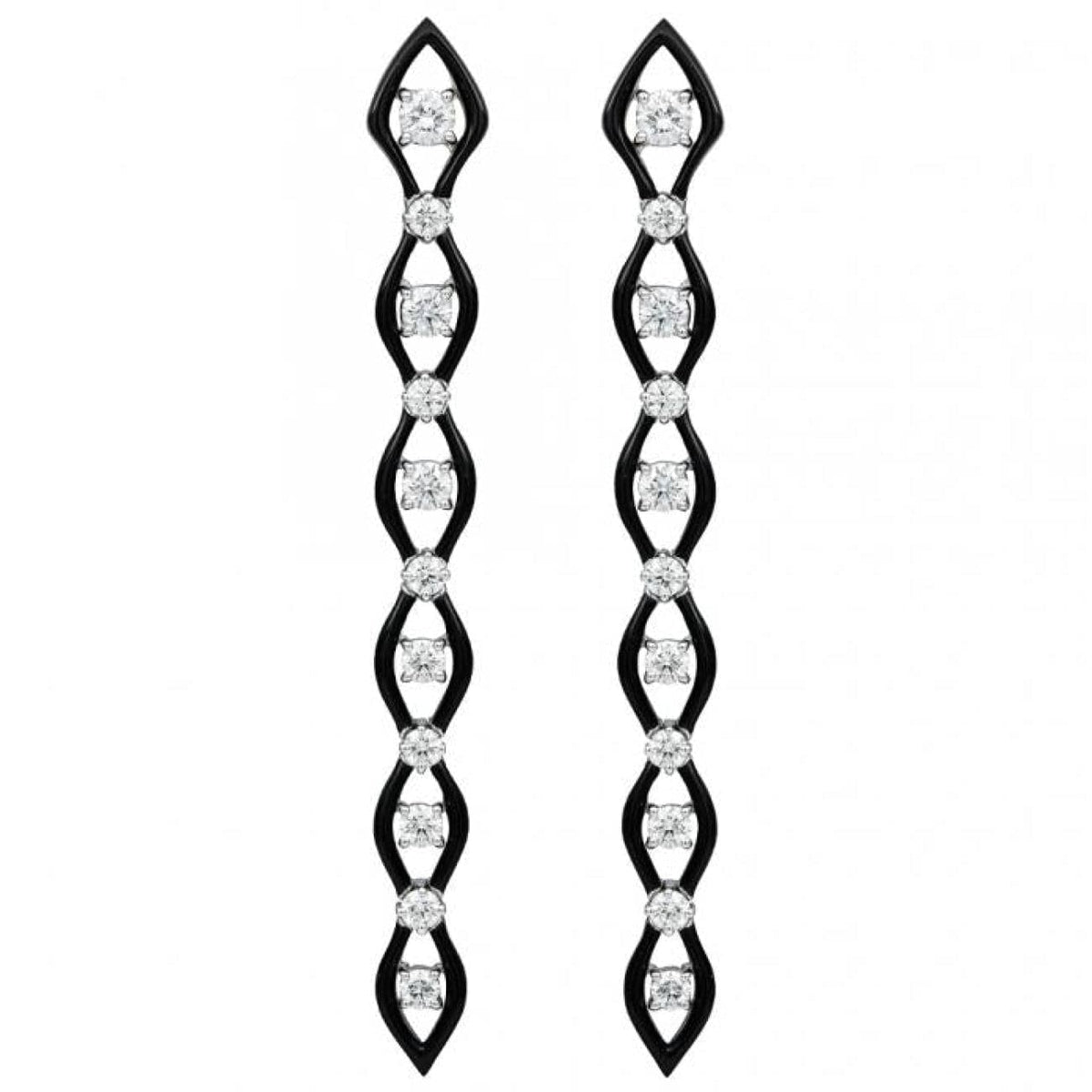 Etho Maria Jewelry - Diamonds In Color 18K White Gold Hand Carved Ceramic & Diamonds Earrings | Manfredi Jewels